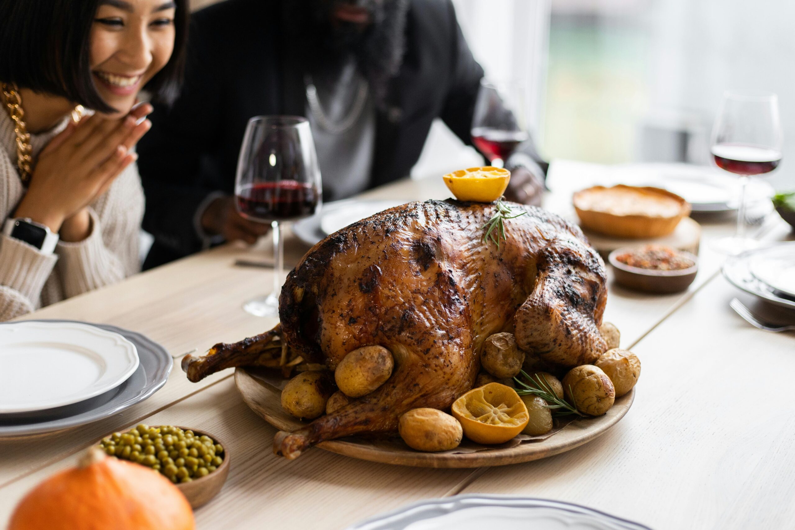 Plant City orthodontics patient admiring a turkey on Thanksgiving